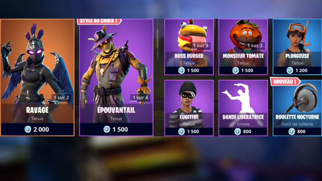 Boutique Fortnite 15 novembre