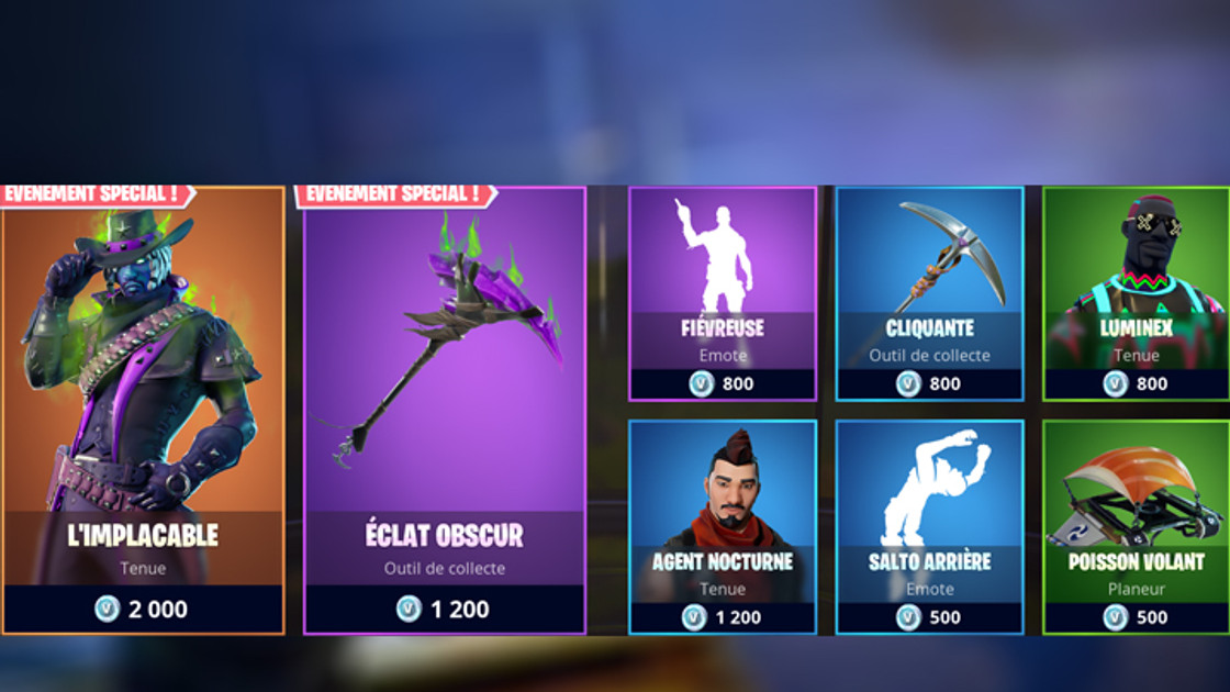 Boutique Fortnite 24 octobre