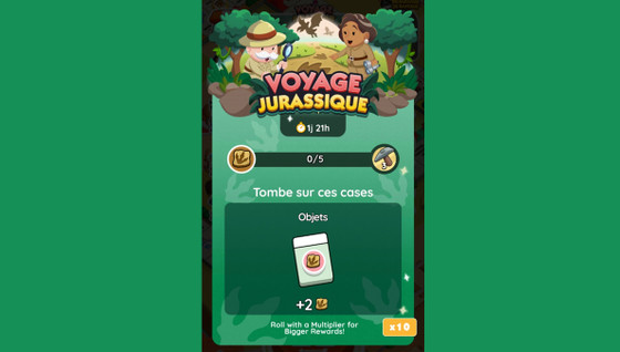 Voyage jurassique Monopoly GO, paliers, récompenses et durée pour l'événement d'août 2024