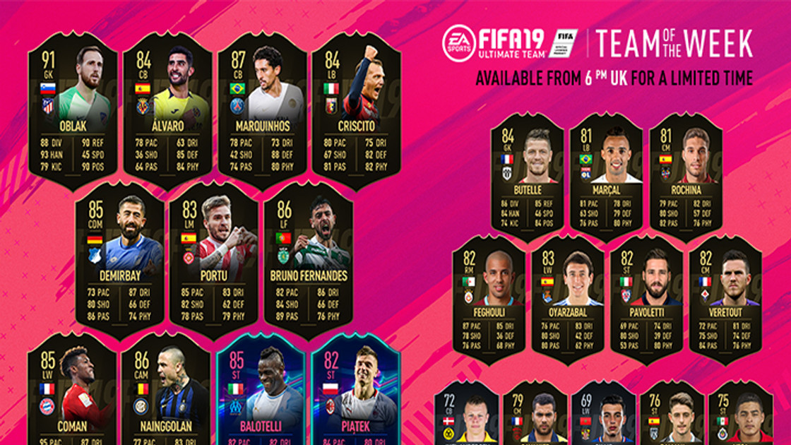 FIFA 19 : TOTW, l'équipe de la semaine 23 – FUT