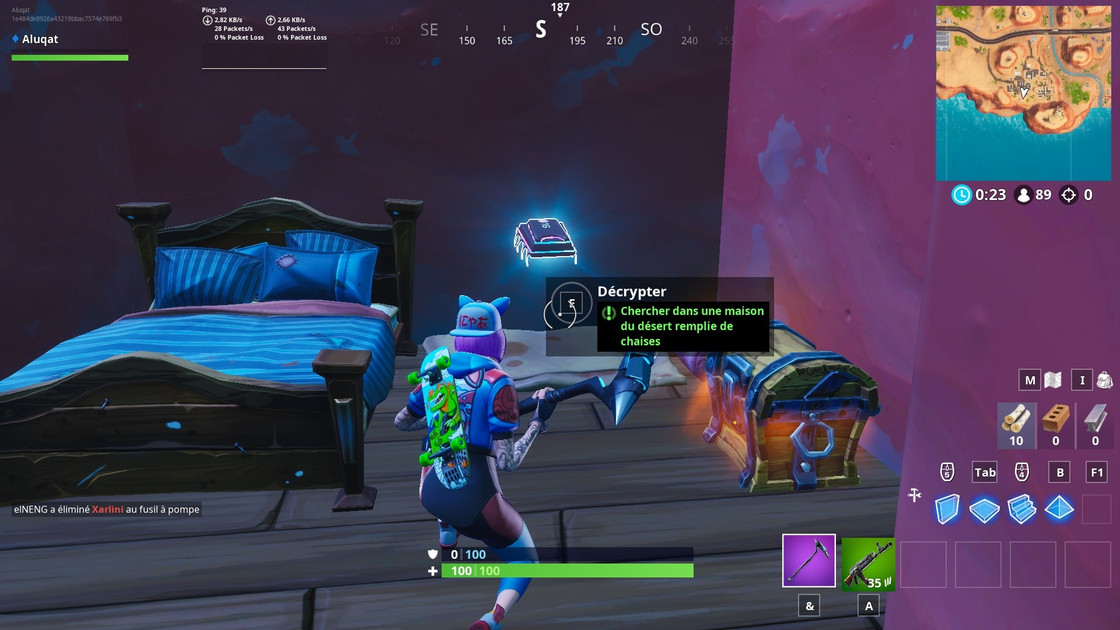 Fortnite : Chercher dans une maison du désert remplie de chaises, puce 16 défis Décryptage