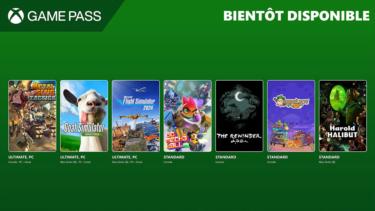 Xbox Game Pass : Microsoft Flight Simulator 2024, Goat Simulator Remastered, et Metal Slug Tactics, que du lourd pour cette première partie du mois de novembre !