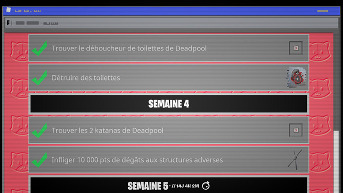 Fortnite : Défis Deadpool Semaine 5 indisponibles le 20 mars