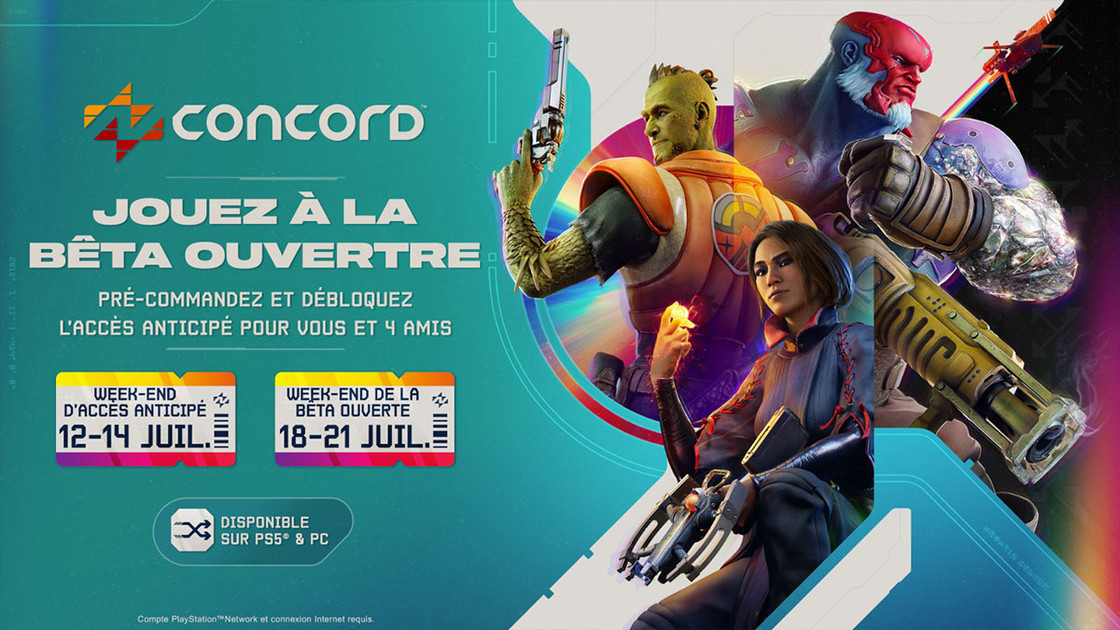 Concord : beta en accès anticipé et beta ouverte annoncées pour juillet 2024 en crossplay PS5 et PC