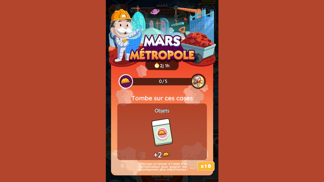 Mars Métropole Monopoly GO, paliers, récompenses et durée pour l'événement de juin 2024