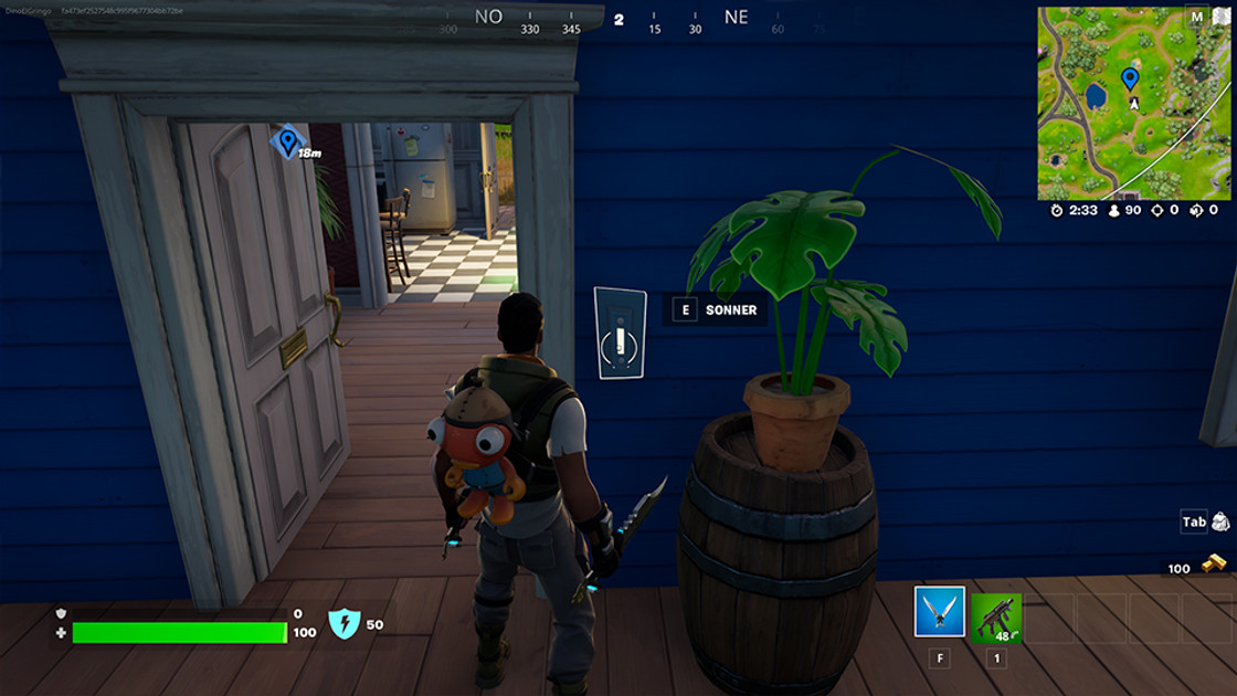 Sonner à la porte des maisons jusqu'à ce que la sonnette casse dans Fortnite, défi Eté au calme