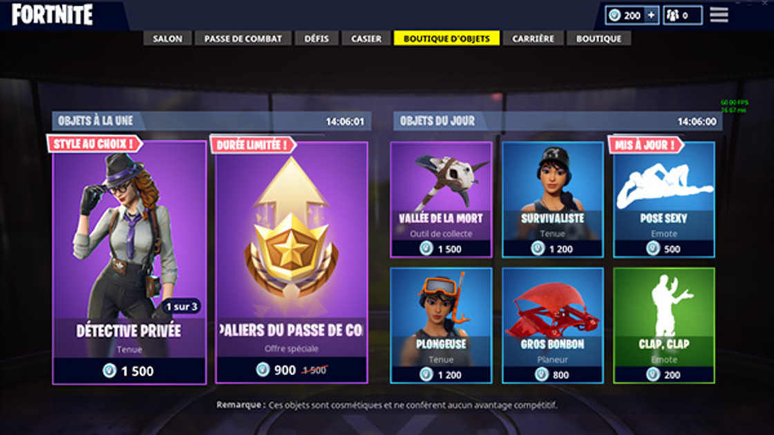 Boutique Fortnite 3 juillet