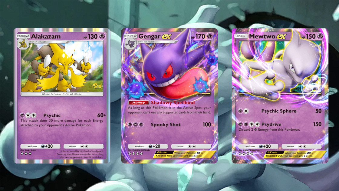 Les meilleurs decks Psy sur Pokémon TCG Pocket : Alakazam EX, Mewtwo EX, Ectoplasma EX, Créfollet EX