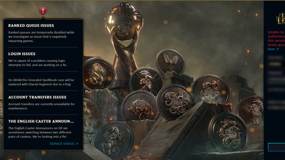 Serveur LoL : Impossible de se connecter et parties classées désactivées
