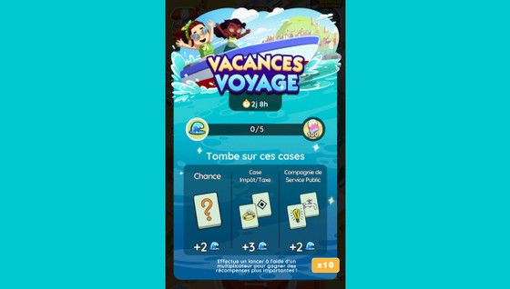Vacances voyage Monopoly GO, paliers, récompenses et durée pour l'événement de juillet 2024