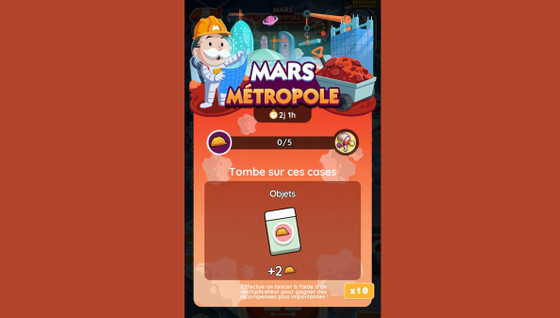 Mars Métropole Monopoly GO, paliers, récompenses et durée pour l'événement de juin 2024