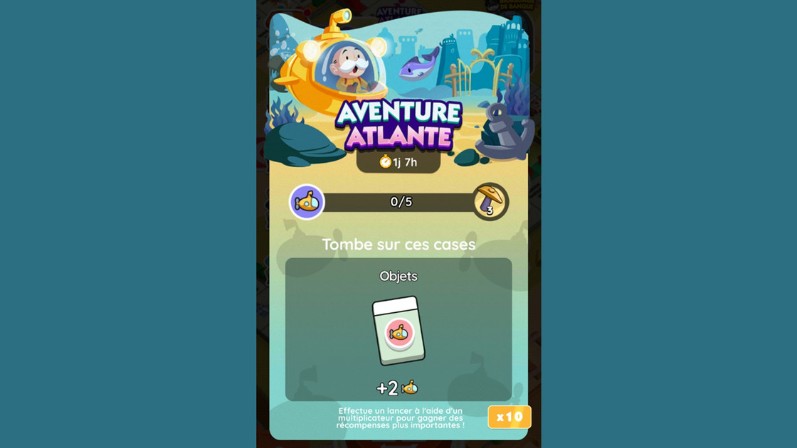 Aventure Atlante Monopoly GO, paliers, récompenses et durée pour l'événement d'août 2024