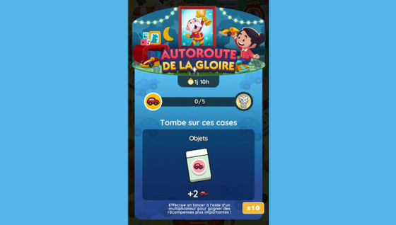 Autoroute de la gloire Monopoly GO, paliers, récompenses et durée pour l'événement de juin 2024