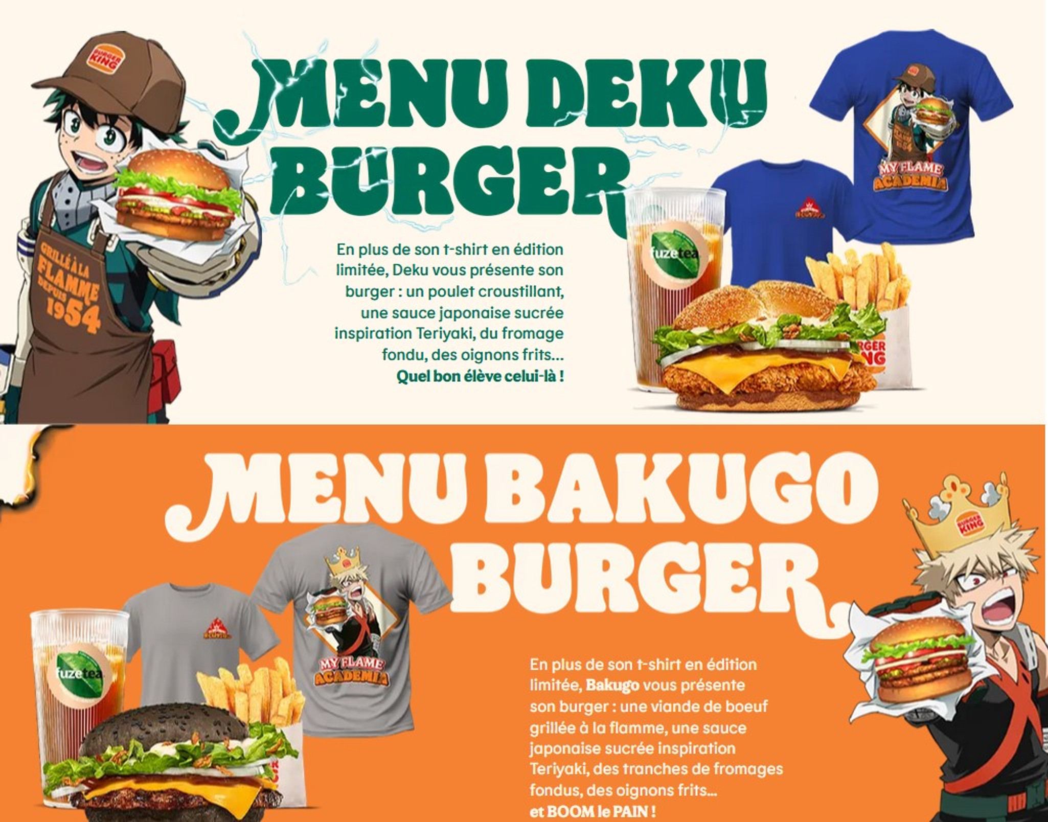 Les T-shirts My Hero Academia de chez Burger King sont incroyables ...