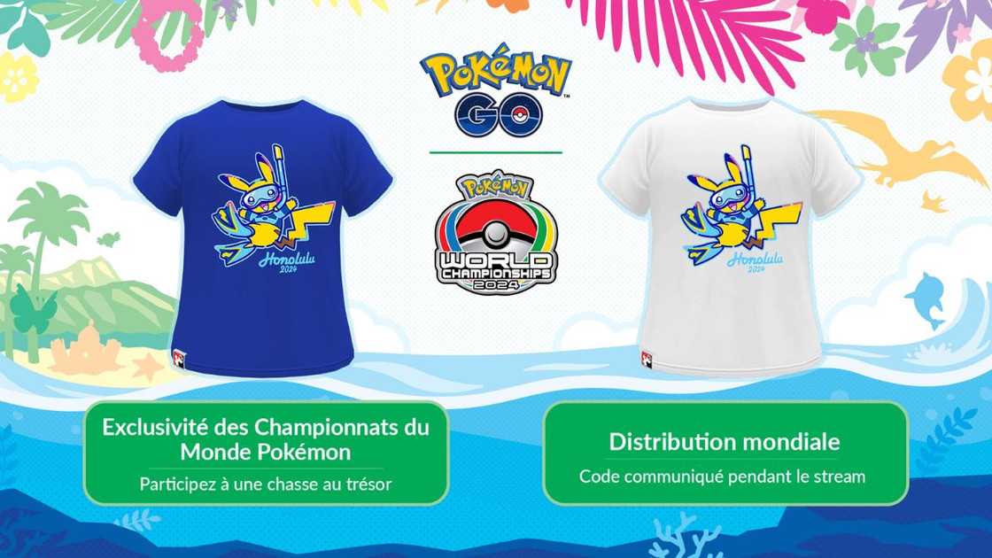 Code promo du T-shirt Championnats du Monde 2024 sur Pokémon GO (gratuit)