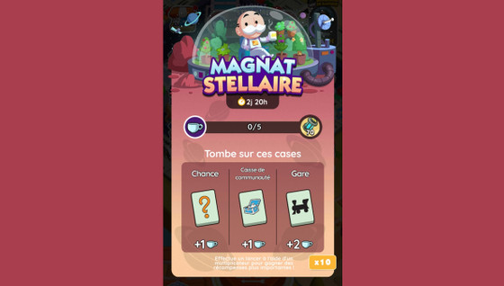 Magnat stellaire Monopoly GO, paliers, récompenses et durée pour l'événement d'août 2024