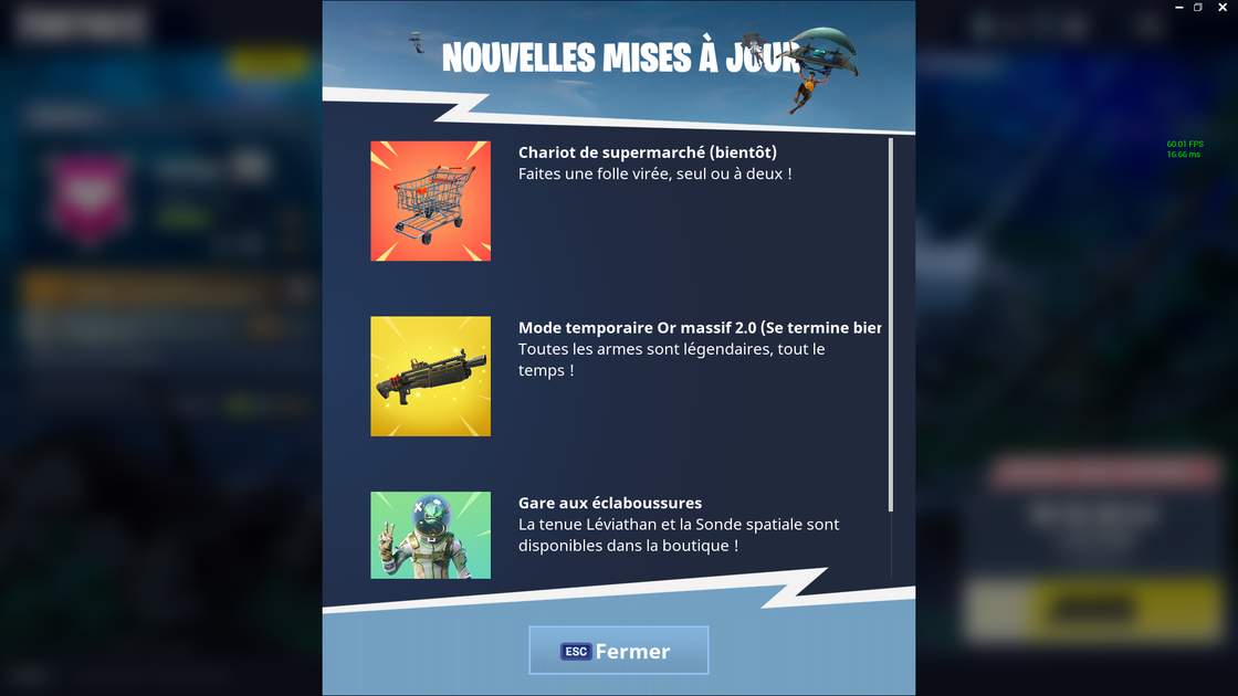 Patch 4.3 Fortnite : nouveautés et bugs, arrivée des chariots