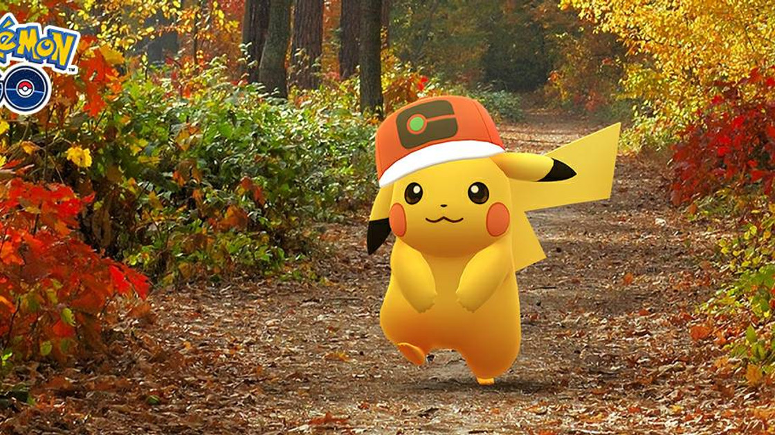 Pikachu à Casquette Monde et shiny dans les Heures de Pokémon Vedette d'octobre sur Pokémon GO