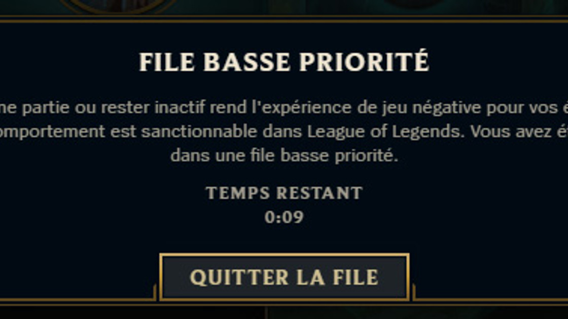 File basse priorité LoL, combien de temps ça dure ?