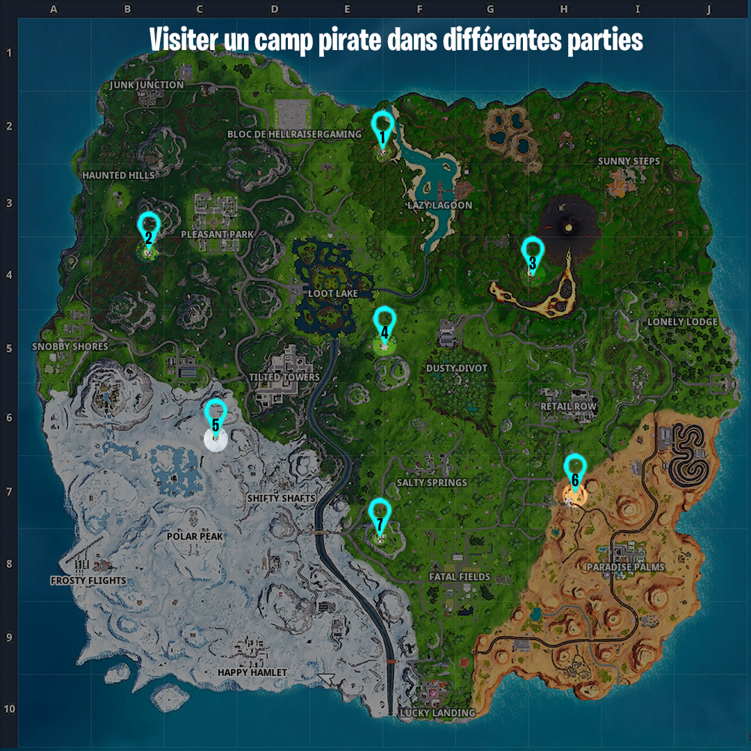 Carte Fortnite 7 Camps Pirate Fortnite Visiter Un Camp Pirate Dans Differentes Parties Defis De Butin Du Boucanier Breakflip Actualites Et Guides Sur Les Jeux Video Du Moment