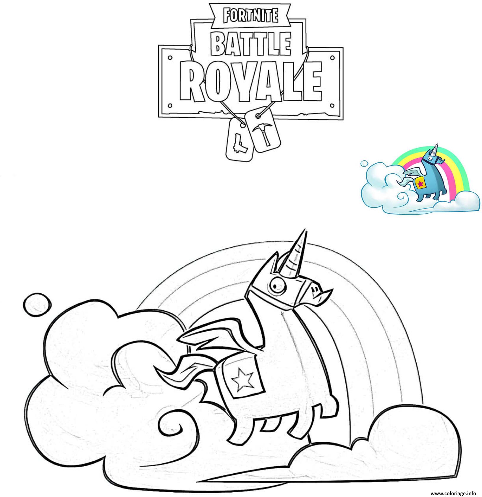 Coloriages et dessins Fortnite : Lamas rose du jeu ...