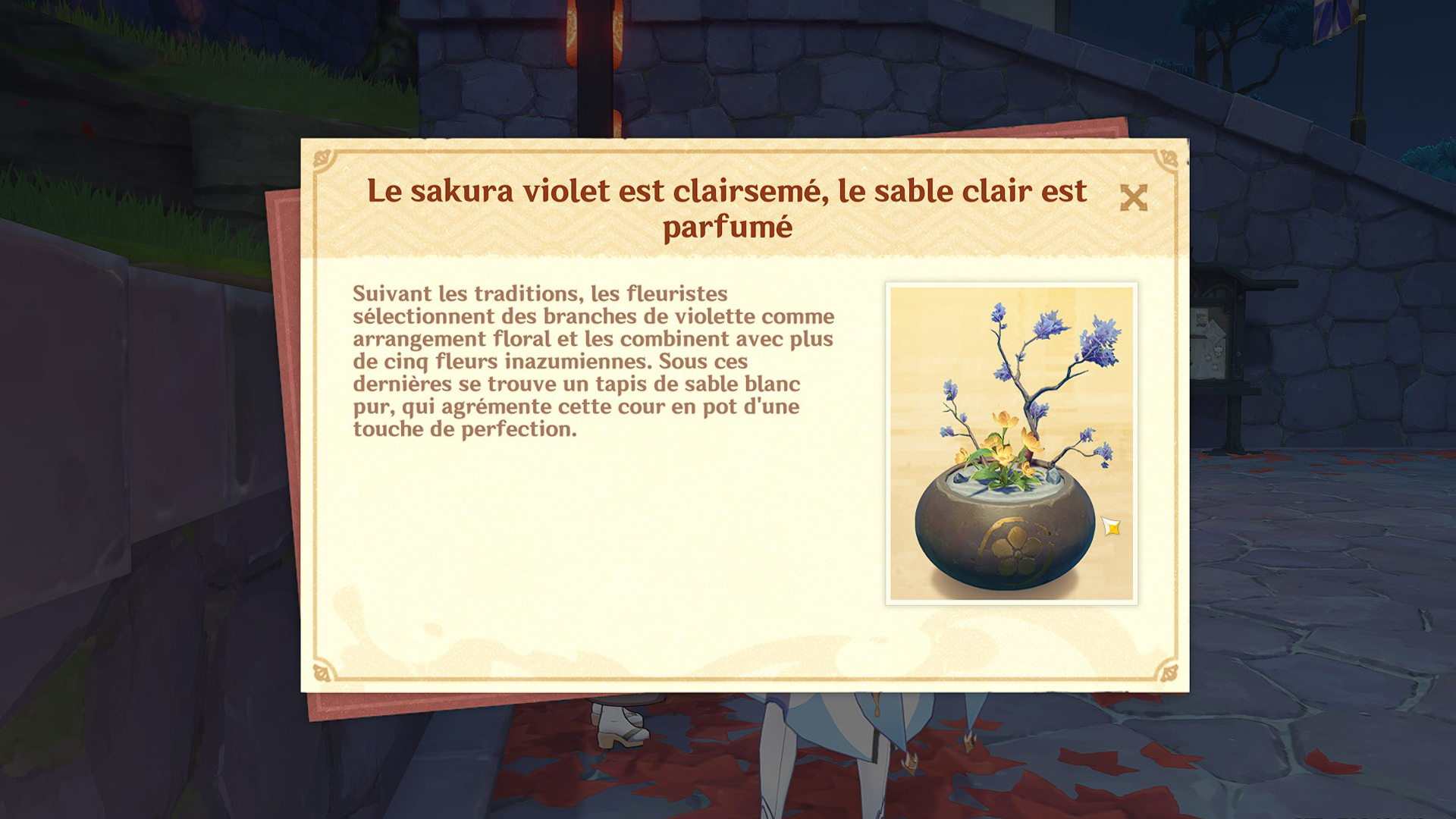 La cour fleurie Genshin Impact, comment réussir l'événement d'Ikebana